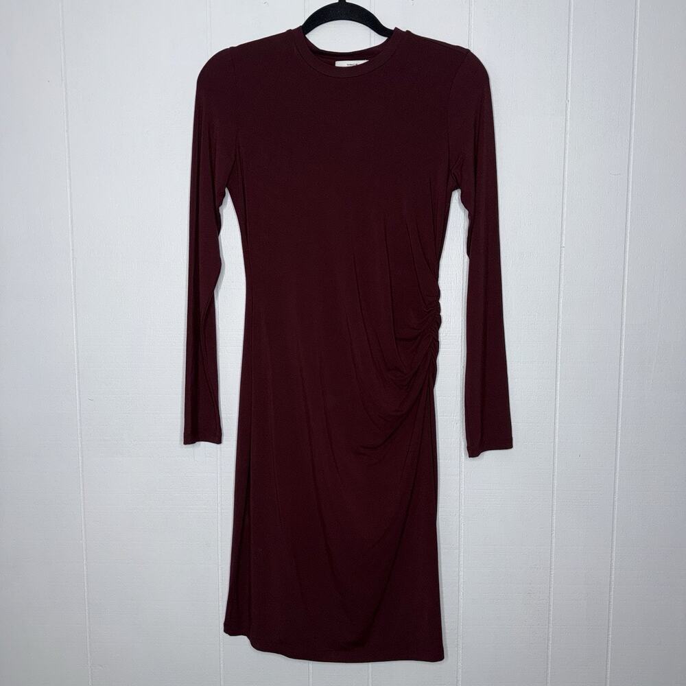 Vince Women’s Ruched Stretch Jersey Knit Dress Burgundy Size Small